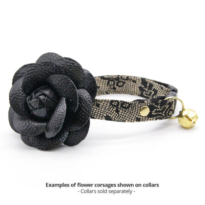 Vegan Leather Pet Flower Corsages - Sold Individually / Elegant Collar Flower for Cats + Small Dogs / Wedding & Special Occasions