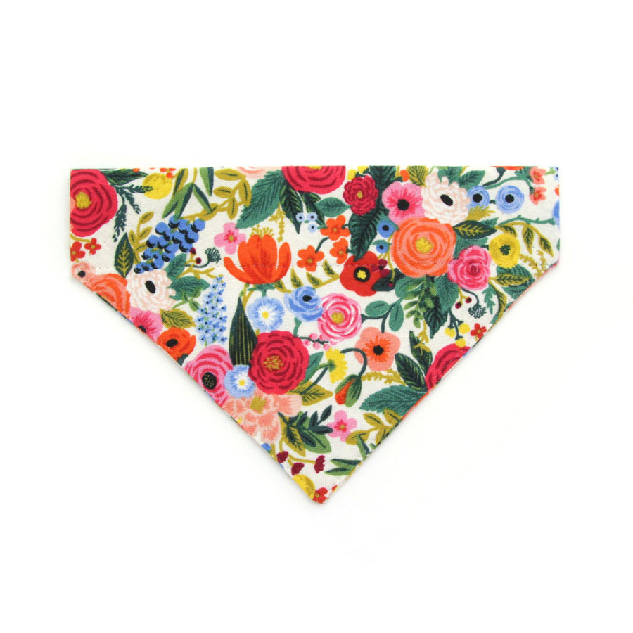 Pet Bandana - "Garden Party" - Rifle Paper Co® Floral Bandana for Cat + Small Dog / Slide-on Bandana / Over-the-Collar (One Size)