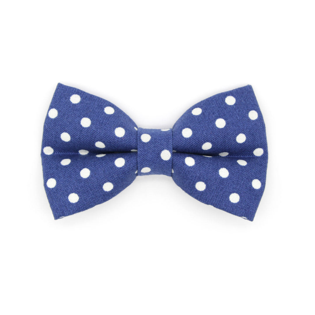 Bow Tie Cat Collar Set - "Polka Dot - Blue" - Glow In The Dark Navy Blue Cat Collar w/ Matching Bowtie / Wedding, 4th of July, Preppy / Cat, Kitten, Small Dog Sizes