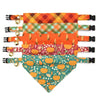 Pet Bandana - "Pumpkin Patch - Teal" - Fall Harvest Bandana for Cat Collar or Small Dog Collar / Slide-on Bandana / Over-the-Collar (One Size)