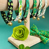 Cat Collar + Flower Set - "Lucky Charmer" - St. Patrick's Day Cat Collar w/ Leaf Green Felt Flower (Detachable)