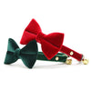 Bow Tie Cat Collar Set - "Velvet - Garnet Red" - Velvet Holiday Cat Collar + Red Velvet Bow Tie (Removable) / Breakaway or Non-Breakaway