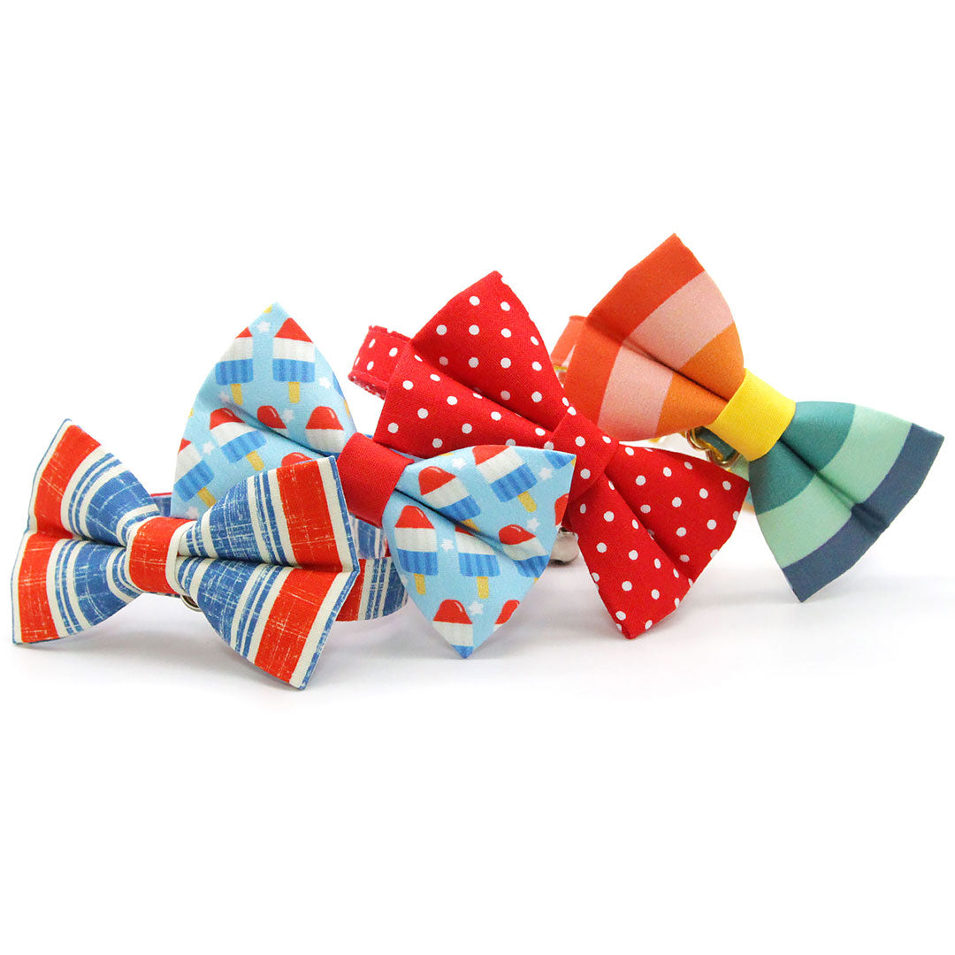 Cat Collar - "Carousel" - Striped Rainbow Cat Collar / Birthday, LGBTQ, Summer / Breakaway Buckle or Non-Breakaway / Cat, Kitten + Small Dog Sizes