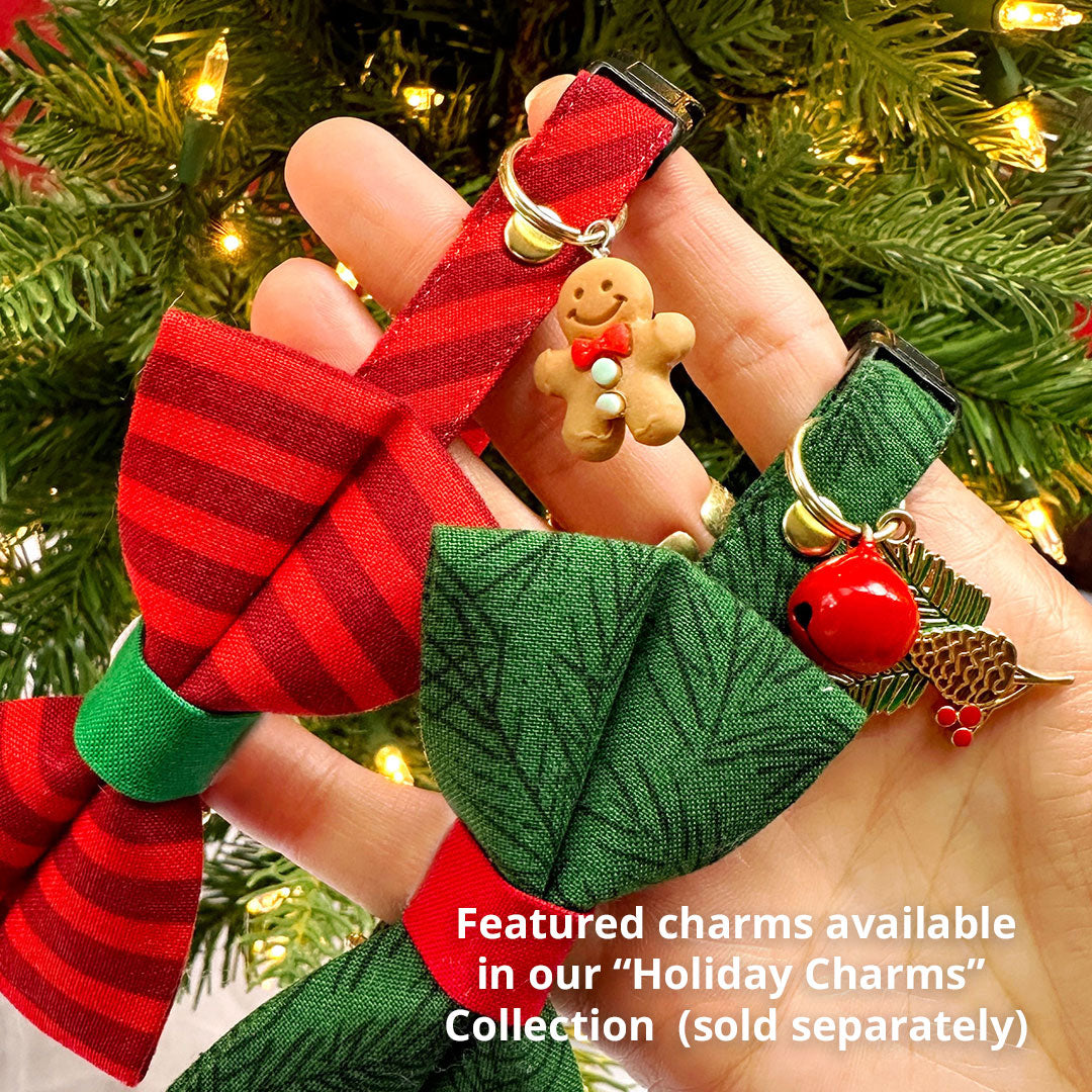 Cat Collar - "Festive Cranberry" - Candy Striped Red Cat Collar / Christmas, Holiday, Valentine's Day / Breakaway Buckle or Non-Breakaway / Cat, Kitten + Small Dog Sizes