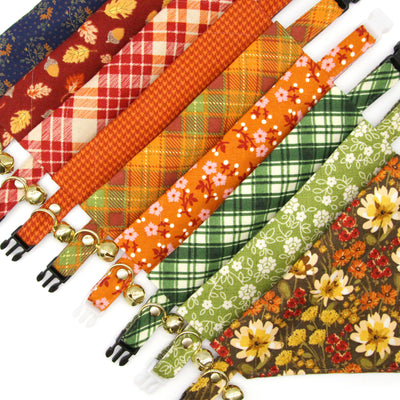 Wildflower Cat Collar - "Autumn Fields" - Olive Green Rustic Floral Cat Collar / Fall + Thanksgiving / Breakaway Buckle or Non-Breakaway / Cat, Kitten + Small Dog Sizes