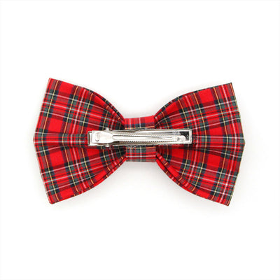 Men's Red Holiday Plaid Bow Tie - "Hearthside" - Christmas, Wedding & Special Occasions | Easy Clip-On Style (ADULT SIZE)