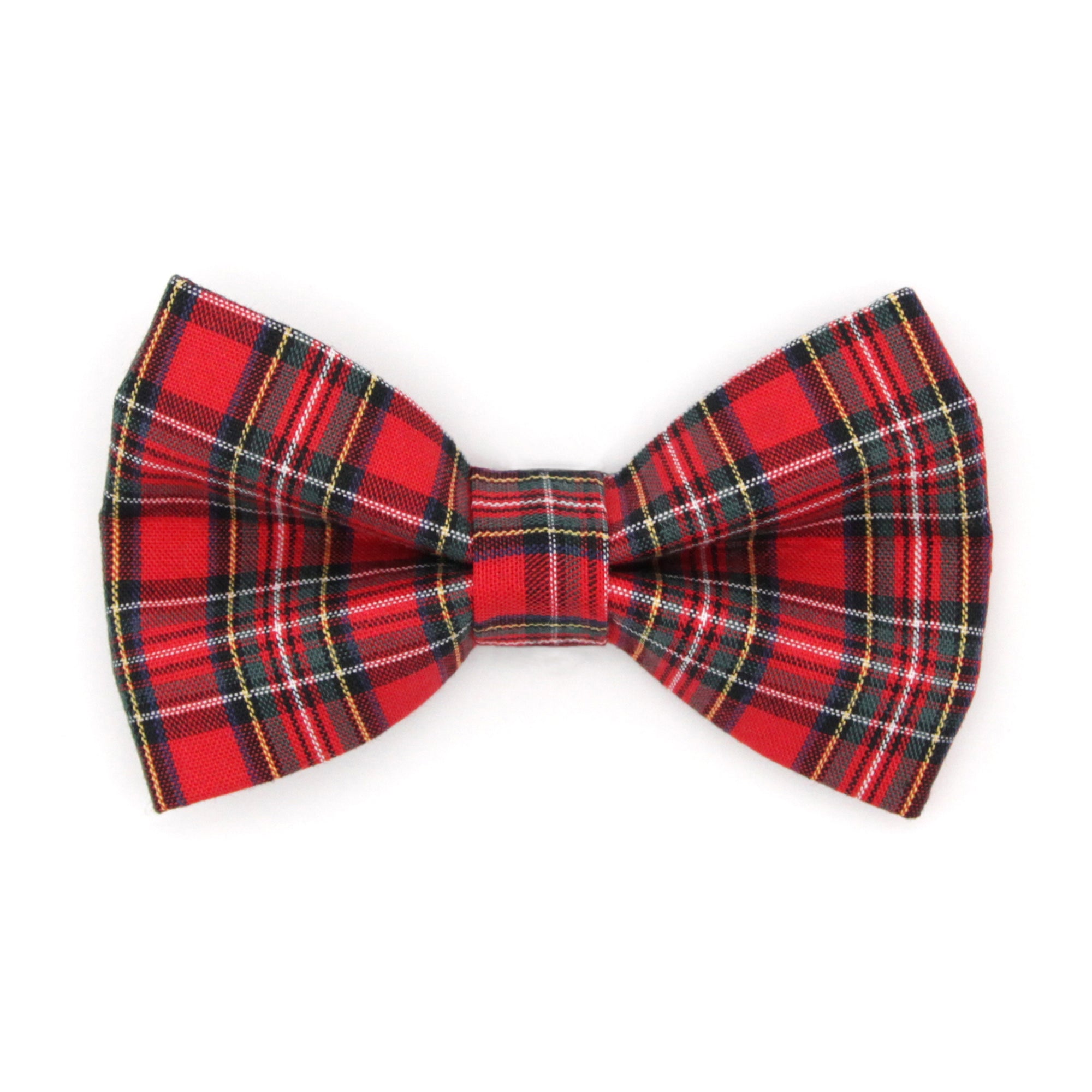 Men's Red Holiday Plaid Bow Tie - "Hearthside" - Christmas, Wedding & Special Occasions | Easy Clip-On Style (ADULT SIZE)