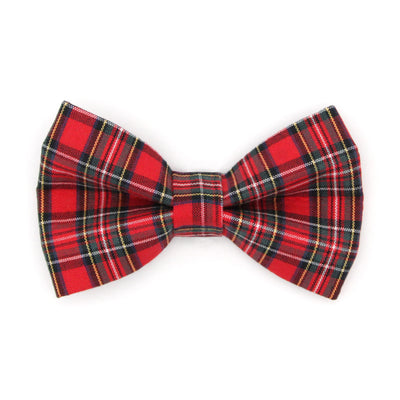 Men's Red Holiday Plaid Bow Tie - "Hearthside" - Christmas, Wedding & Special Occasions | Easy Clip-On Style (ADULT SIZE)
