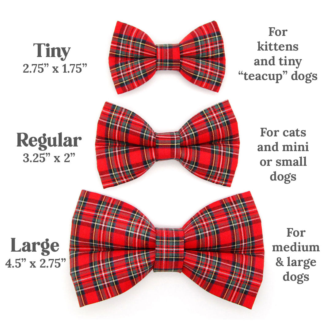 Pet Bow Tie (REGULAR SIZE) - "Hearthside" - Classic Red Holiday Tartan Plaid | Christmas, Holidays & Wedding Bow Tie | For Adult Cat + Small Dog