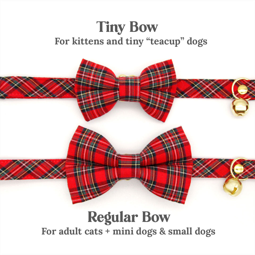 Pet Bow Tie (TINY SIZE) - "Hearthside" - Classic Red Holiday Tartan Plaid | Christmas, Holidays & Wedding Bow Tie | For Kitten + Tiny Dog