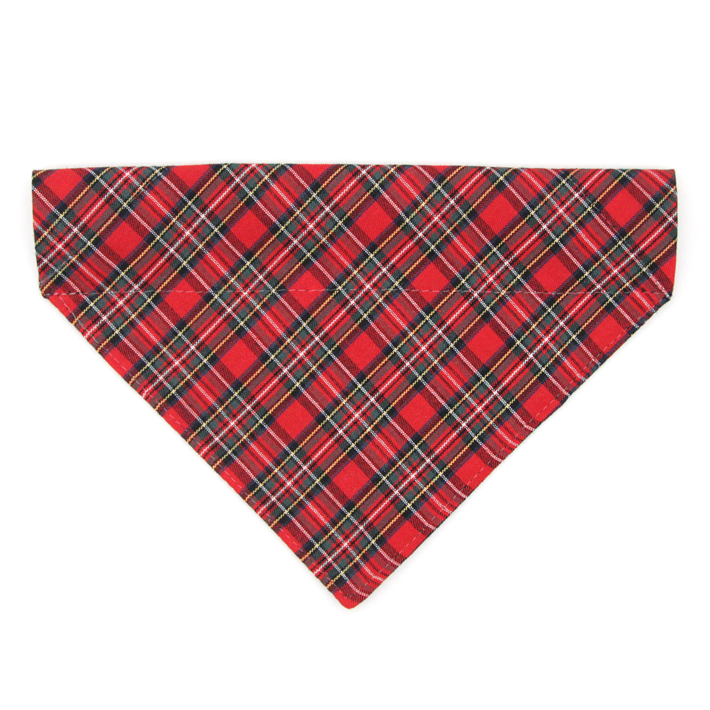 Pet Bandana - "Hearthside" - Classic Red Tartan Plaid Bandana for Cat + Small Dog / Holiday, Christmas / Slide-on Bandana / Over-the-Collar (One Size)