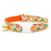 Cat Collar + Flower Set - "Just Peachy" - Peach Fruit Cat Collar w/ Peach Felt Flower (Detachable)