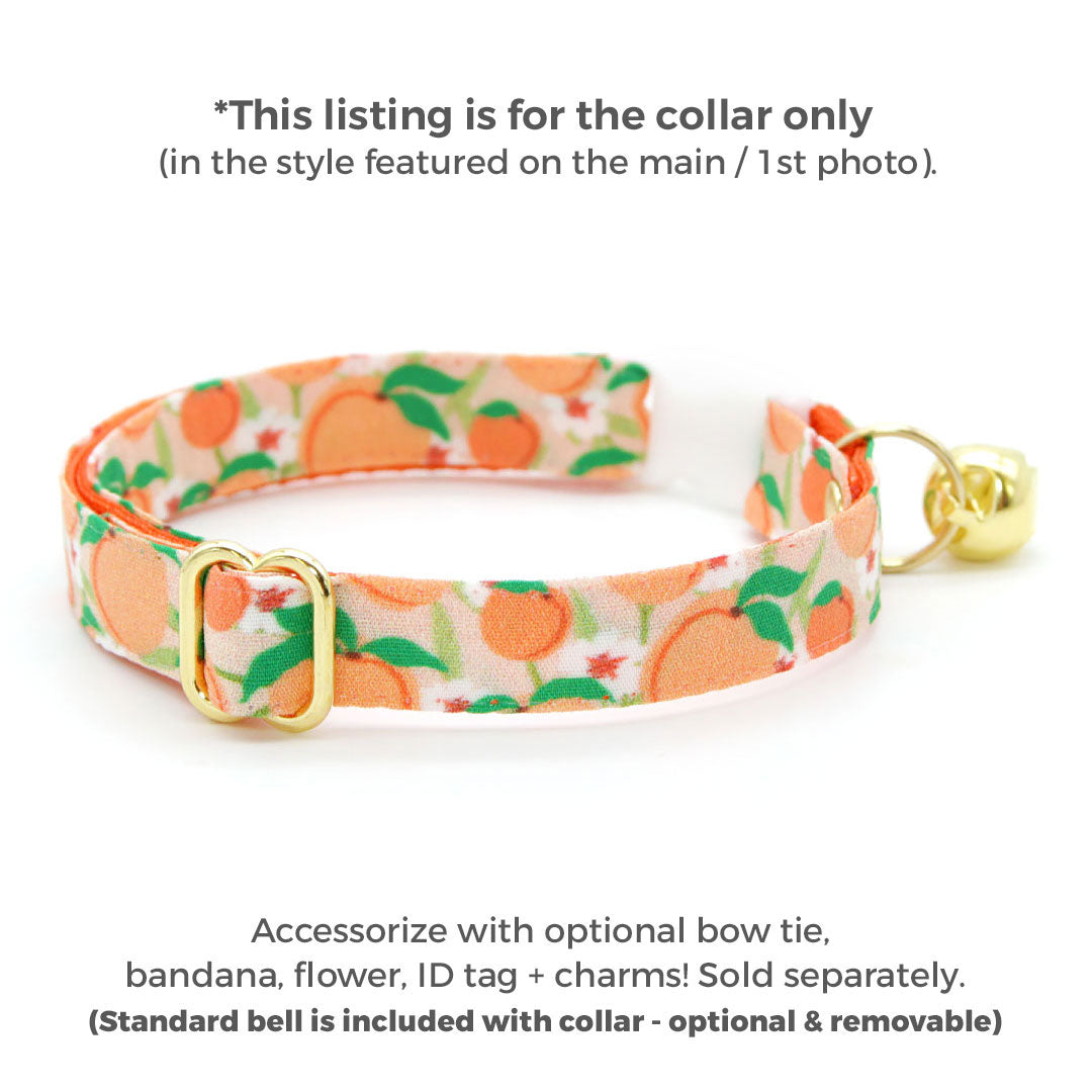 Cat Collar - "Just Peachy" - Peaches Cat Collar / Summer Fruit / Breakaway Buckle or Non-Breakaway / Cat, Kitten + Small Dog Sizes