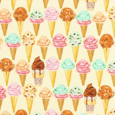 Fabric - "Ice Cream Party" - Cut & Sold By the Yard / For Sewing & Craft Projects / Sold By the Yard - Continuous Length / 100% Washable Cotton (FINAL SALE)