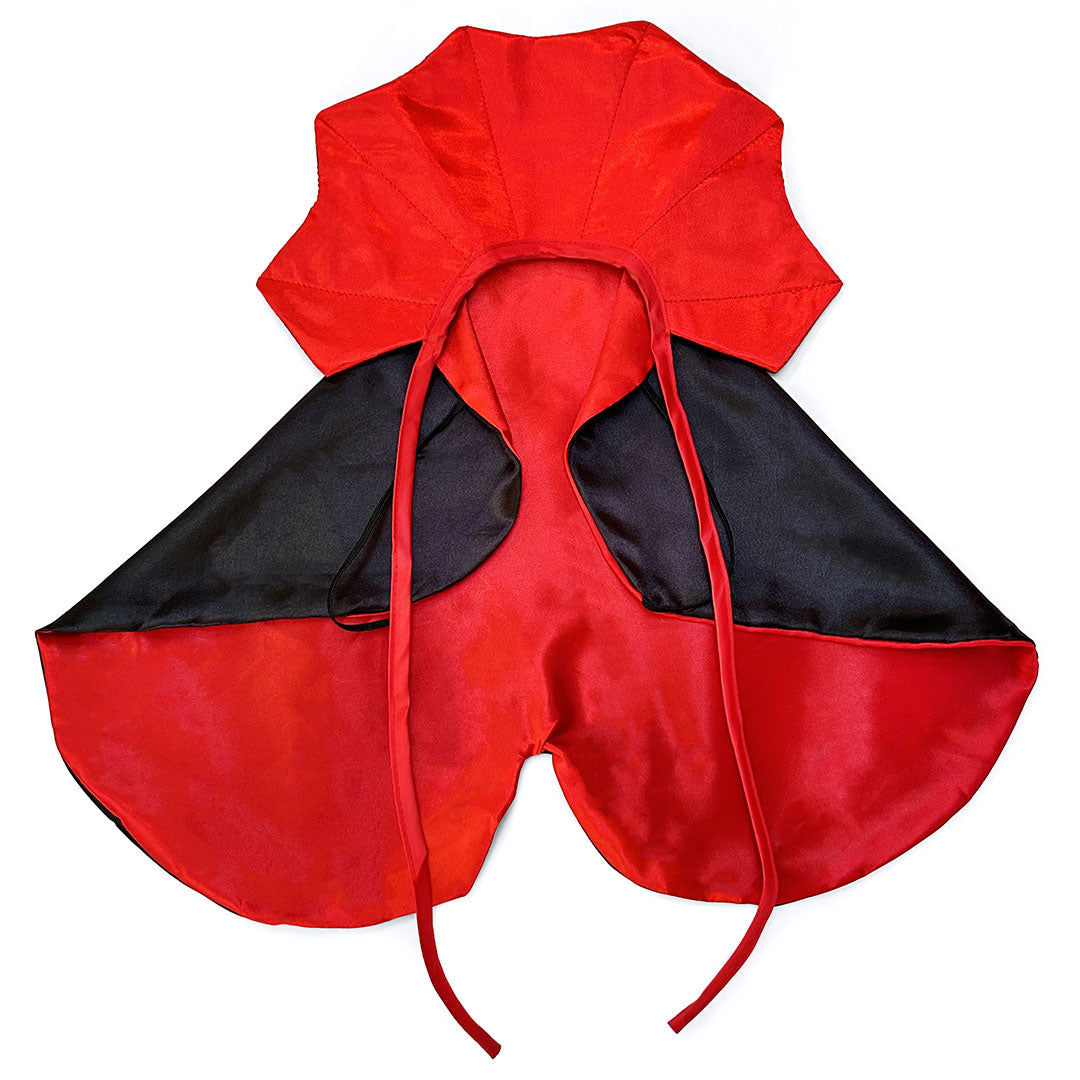 Pet Dracula Costume for Cat + Small Dog / Halloween Photo Prop for Pet / Cat Halloween Costume / Red & Black Satin Pet Vampire Cloak Costume