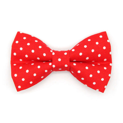 Pet Bow Tie - "Polka Dot - Red" - Red Polka Dot Cat Bow Tie / Wedding, Birthday, Valentine's Day / For Cats + Small Dogs (One Size)