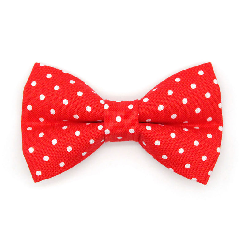 Pet Bow Tie - "Polka Dot - Red" - Red Polka Dot Cat Bow Tie / Wedding, Birthday, Valentine's Day / For Cats + Small Dogs (One Size)