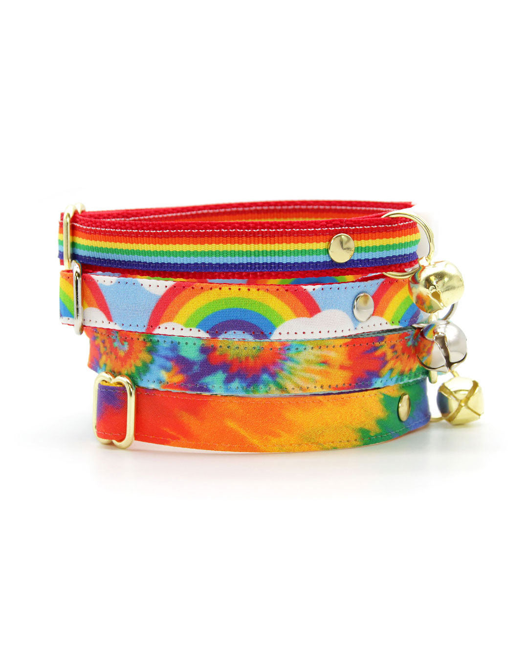 Cat Collar & Bunny Ear Bow Set - "Celebration" - Ombre Rainbow Cat Collar with Matching Bunny Bow Tie / LGBTQ Pride, Birthday / Cat, Kitten + Small Dog Sizes