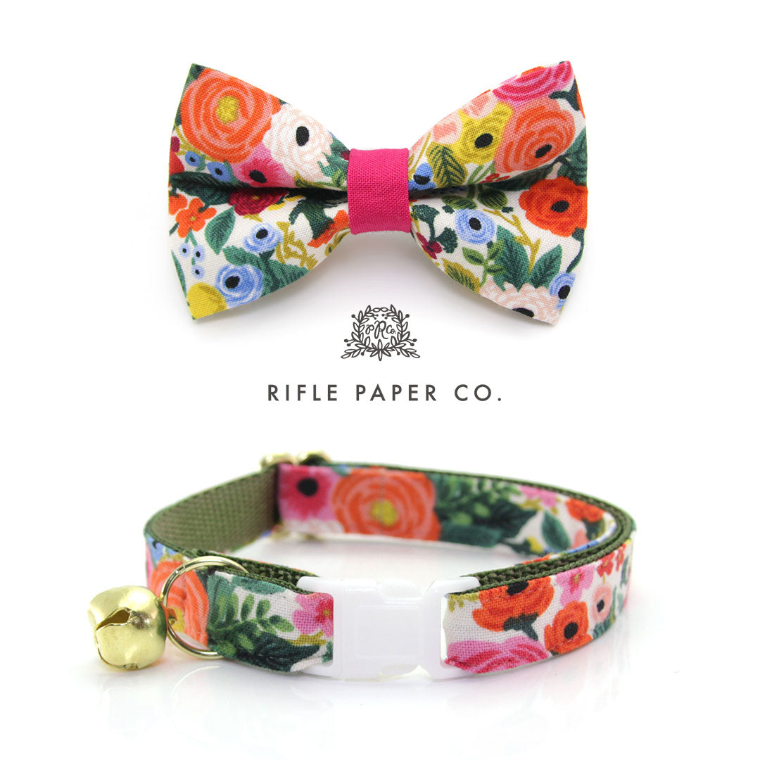 Rifle Paper Co® Cat Collar - "Garden Party" - Floral Cat Collar / Breakaway Buckle or Non-Breakaway / Cat, Kitten + Small Dog Sizes