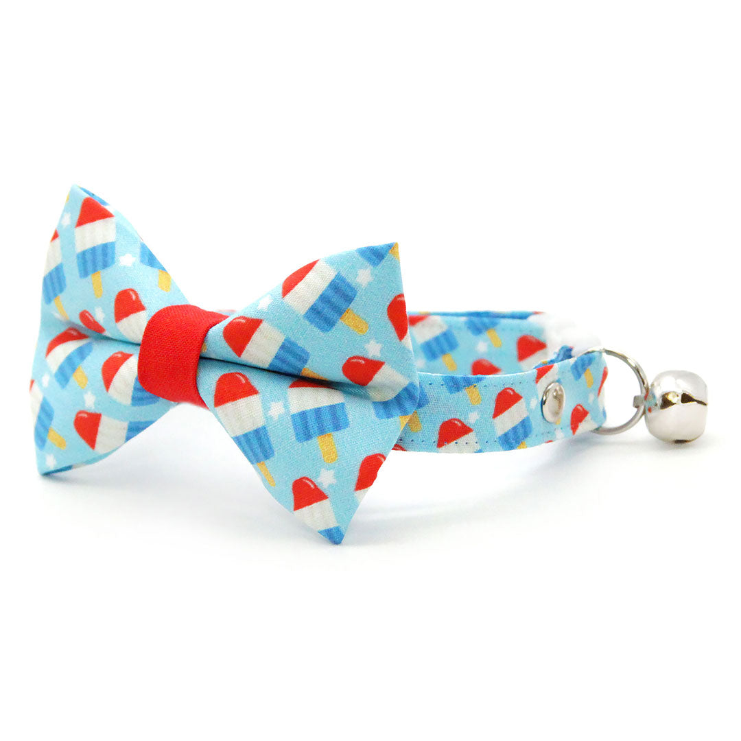 Cat Collar - "Rocket Pop" - Red White Blue Popsicle Cat Collar / 4th of July, USA, Patriotic, Summer / Breakaway Buckle or Non-Breakaway / Cat, Kitten + Small Dog Sizes
