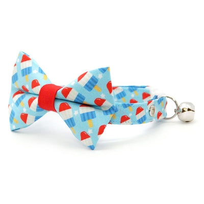 Cat Collar - "Rocket Pop" - Red White Blue Popsicle Cat Collar / 4th of July, USA, Patriotic, Summer / Breakaway Buckle or Non-Breakaway / Cat, Kitten + Small Dog Sizes