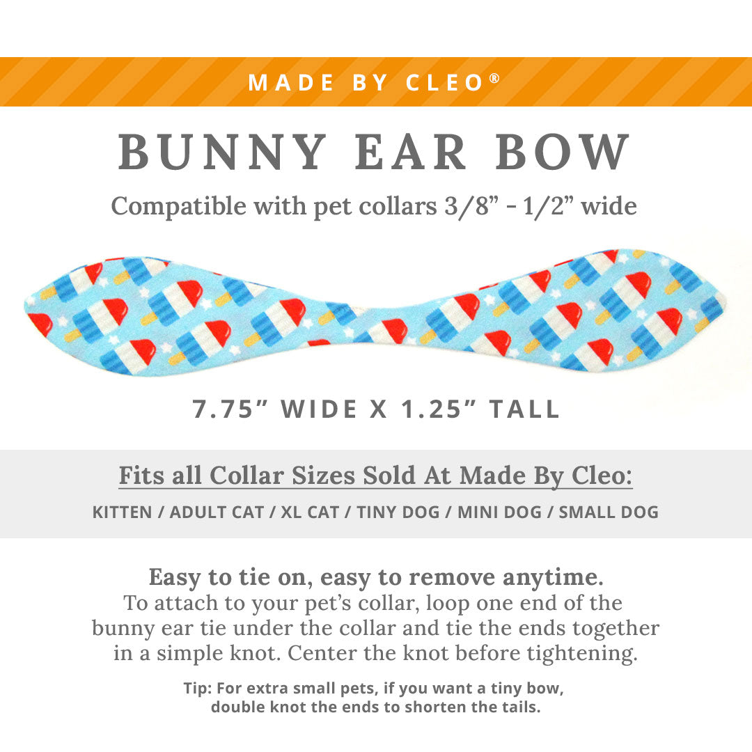 Cat Collar & Bunny Ear Bow Set - "Rocket Pop" - Red White Blue Popsicle Cat Collar w/ Matching Bunny Bow Tie / USA, 4th of July, Summer, Patriotic / Tie-On Scarf / Cat, Kitten + Small Dog Sizes