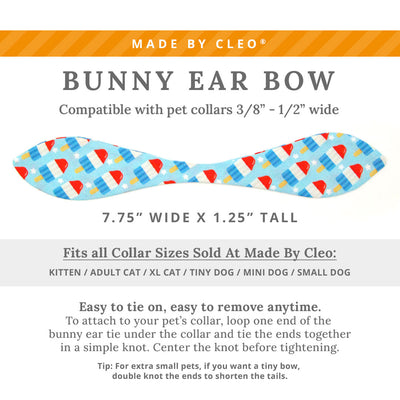 Cat Collar & Bunny Ear Bow Set - "Rocket Pop" - Red White Blue Popsicle Cat Collar w/ Matching Bunny Bow Tie / USA, 4th of July, Summer, Patriotic / Tie-On Scarf / Cat, Kitten + Small Dog Sizes