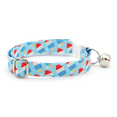 Bow Tie Cat Collar Set - "Rocket Pop" - Red White Blue Popsicle Cat Collar with Bow Tie / Summer, USA, 4th of July, Patriotic / Cat, Kitten, Small Dog Sizes