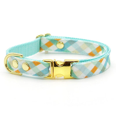 MBC Rack - (8-13 Inch) Pet Collar - "Seashore" - (GOLD NON-BREAKAWAY Metal Clasp / GOLD Hardware Accents / Metal D-Ring) - Sold As Configured - Final SALE