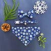 Bow Tie Cat Collar Set - "Shimmering Snowflakes - Blue" - Holiday Blue & Silver Metallic Cat Collar w/ Matching Bowtie / Winter Solstice / Cat, Kitten, Small Dog Sizes