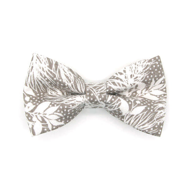 Pet Bow Tie - "Snowy Woods" - Frost Gray Holiday Bowtie for Pet Collar / Winter / For Cats + Small Dogs / Removable (One Size)