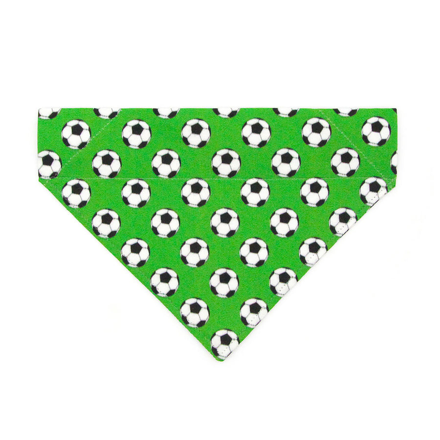 Soccer Cat Bandana - "Soccer" - Green Sports Bandana for Cat + Small Dog / World Cup, FIFA, Euro Football / Slide-on Bandana / Over-the-Collar