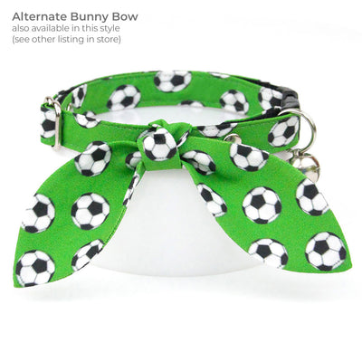 Soccer Bow Tie Cat Collar Set - "Soccer" - Green Sports Cat Collar with Bow Tie / World Cup, FIFA, Euro Football / Cat, Kitten, Small Dog Sizes