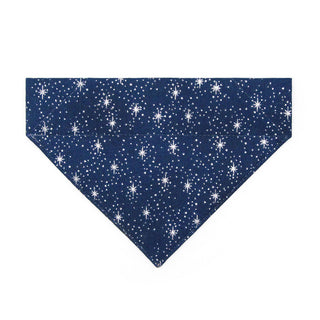 Night Sky Cat Bandana - "Starry Night" - Blue & Silver Stars Bandana for Cat + Small Dog / Winter, Holiday, Space, Galaxy / Slide-On Over the Collar Bandana