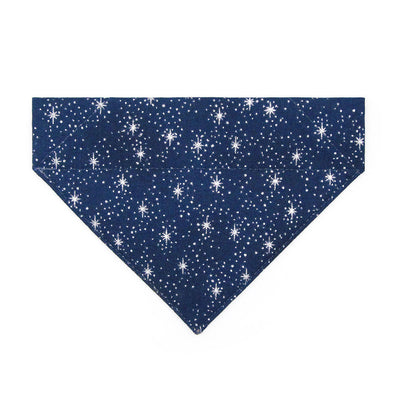 Night Sky Cat Bandana - "Starry Night" - Blue & Silver Stars Bandana for Cat + Small Dog / Winter, Holiday, Space, Galaxy / Slide-On Over the Collar Bandana