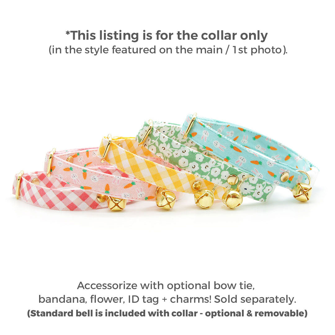 Easter Cat Collar - "Bunnies & Carrots Pink" - Bunny Cat Collar / Breakaway Buckle or Non-Breakaway / Cat, Kitten + Small Dog Sizes
