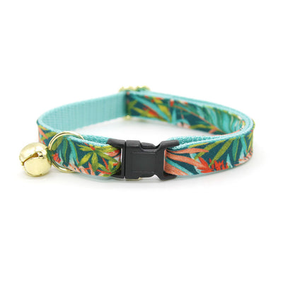 MBC Rack - (8-13 Inch) Pet Collar - "Tropicalia" - (BLACK NON-BREAKAWAY Clasp / GOLD Hardware Accents / Round Metal Split Ring) - Sold As Configured - Final SALE