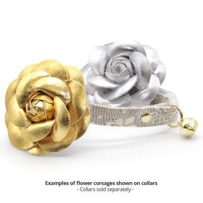 Vegan Leather Pet Flower Corsages - Sold Individually / Elegant Collar Flower for Cats + Small Dogs / Wedding & Special Occasions