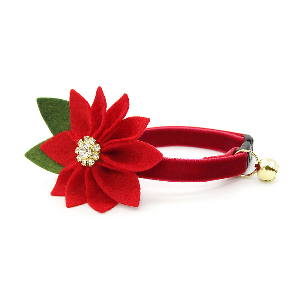 Red Velvet Cat Collar - "Velvet - Garnet Red" - Holiday, Christmas, Wedding - Breakaway Buckle or Non-Breakaway | Cat + Small Dog Sizes