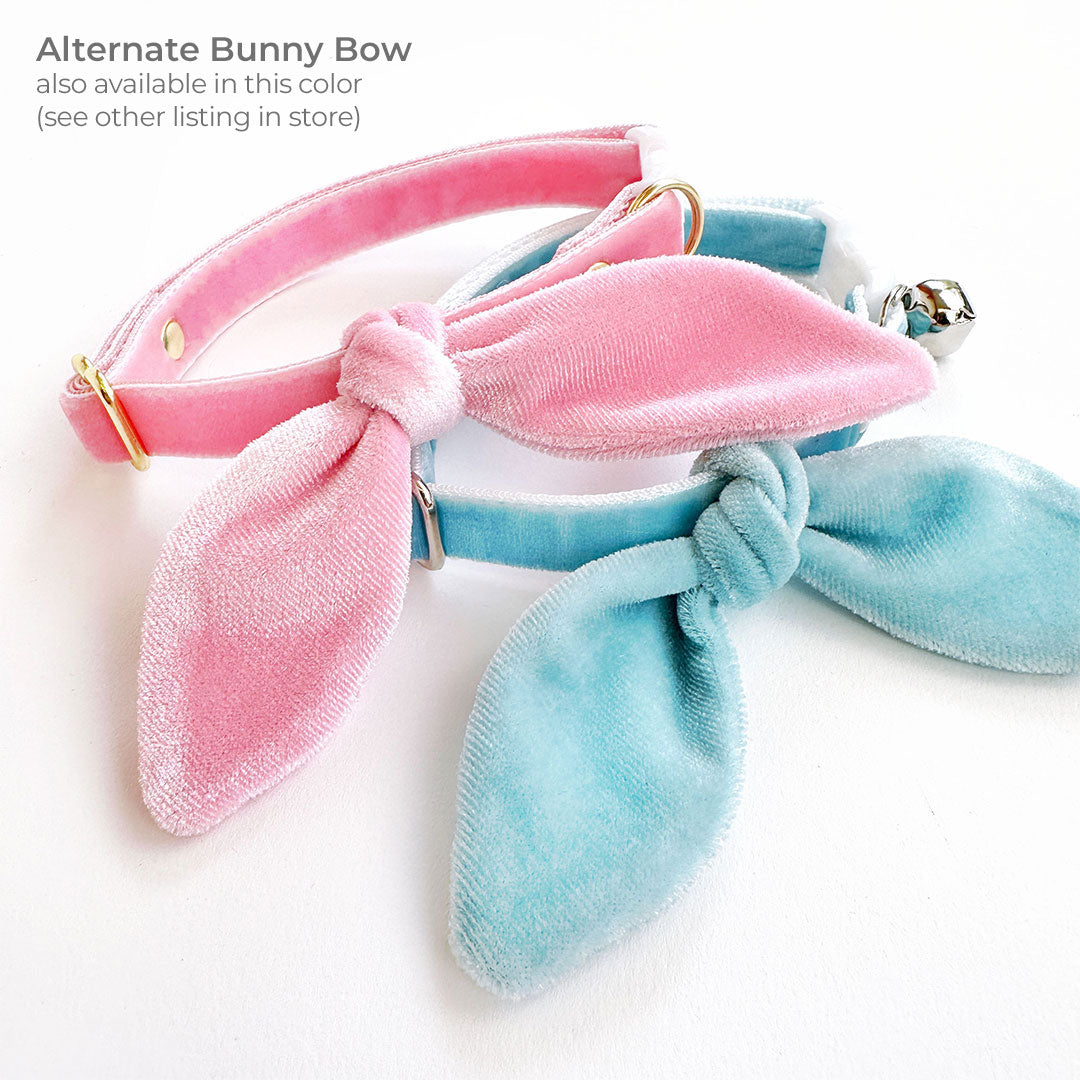 Pet Bow Tie - "Velvet - Frosty Blue" - Baby Blue / Light Blue Velvet Bowtie / Wedding / For Cats + Small Dogs / Removable (One Size)