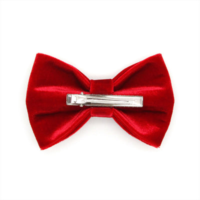 Men's Red Velvet Bow Tie - "Velvet - Garnet Red" - Christmas, Wedding & Special Occasions | Easy Clip-On Style (ADULT SIZE)