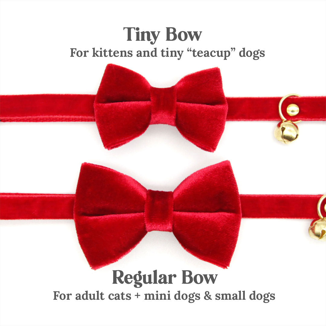 Pet Bow Tie (REGULAR SIZE) - "Velvet - Garnet Red" - Christmas, Holidays & Wedding Bow Tie | For Adult Cat + Small Dog