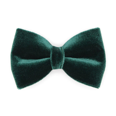 Men's Green Velvet Bow Tie - "Velvet - Hunter Green" - Christmas, Wedding & Special Occasions | Easy Clip-On Style (ADULT SIZE)