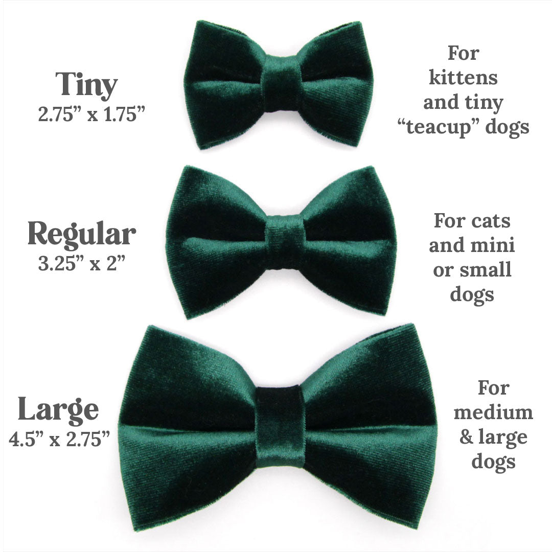 Pet Bow Tie (LARGE SIZE) - "Velvet - Hunter Green" - Holiday, Christmas, Special Occasions & Weddings | For Medium + Large Dogs
