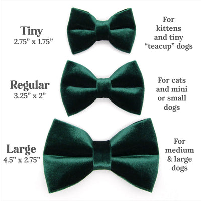 Pet Bow Tie (REGULAR SIZE) - "Velvet - Hunter" - Christmas, Holidays & Wedding Bow Tie | For Adult Cat + Small Dog