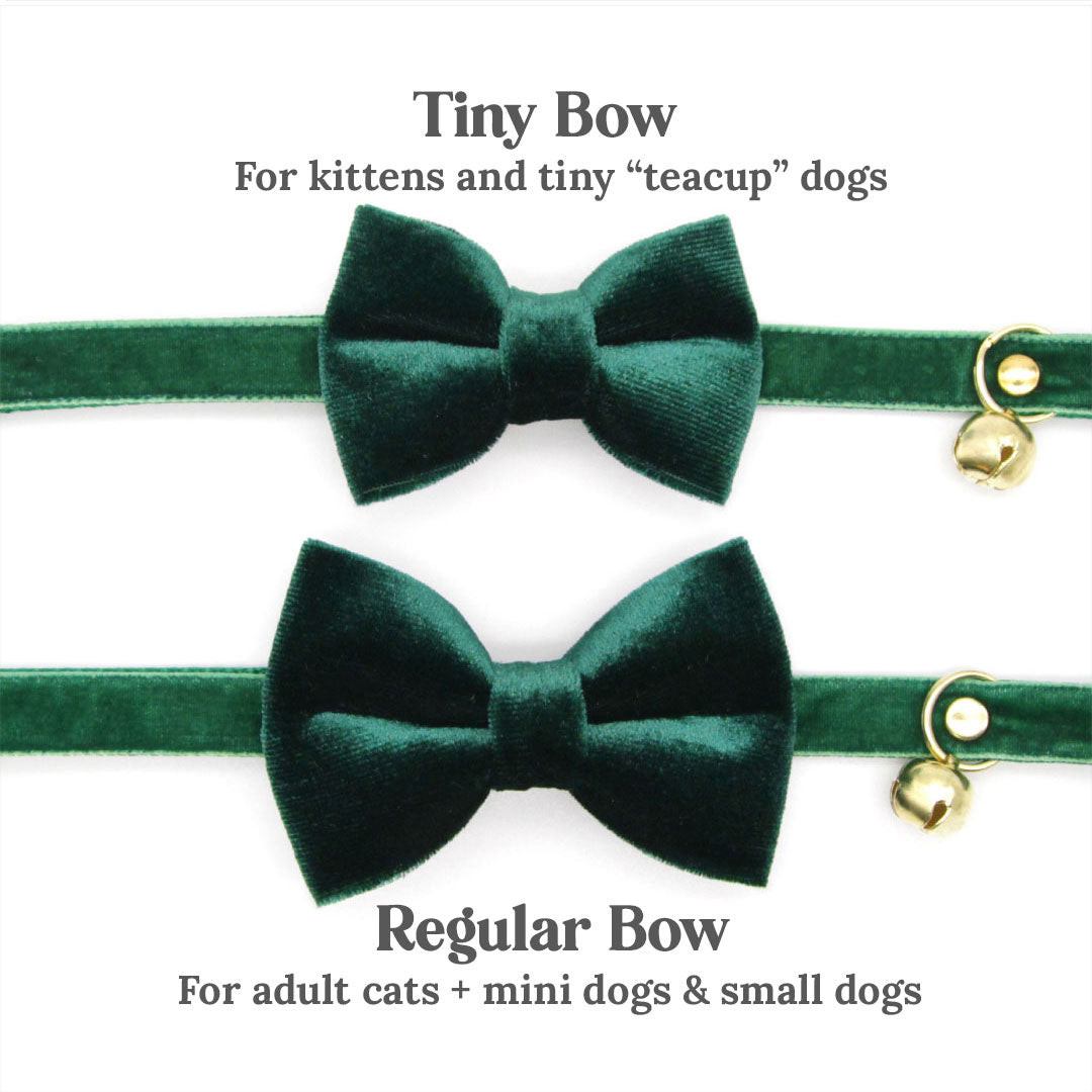 Pet Bow Tie (REGULAR SIZE) - "Velvet - Hunter" - Christmas, Holidays & Wedding Bow Tie | For Adult Cat + Small Dog