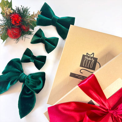Boy's Green Velvet Bow Tie - "Velvet - Hunter Green" - Christmas, Wedding & Special Occasions | Easy Clip-On Style (CHILD SIZE)