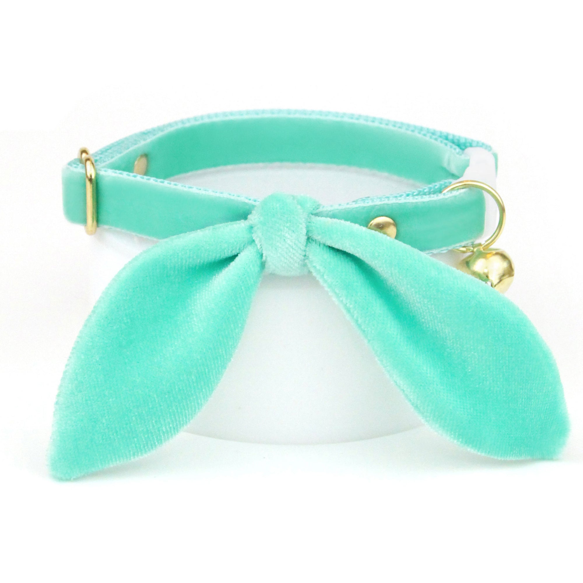 Cat Collar - "Velvet - Mint" - Robin's Egg Cat Collar - Breakaway Buckle or Non-Breakaway / Cat, Kitten + Small Dog Sizes