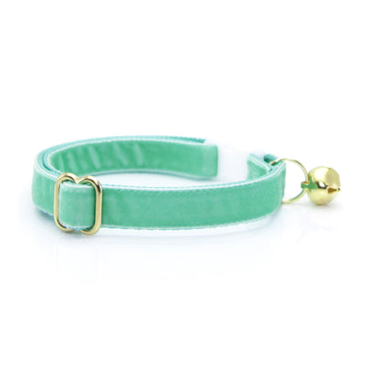 Cat Collar - "Velvet - Mint" - Robin's Egg Cat Collar - Breakaway Buckle or Non-Breakaway / Cat, Kitten + Small Dog Sizes