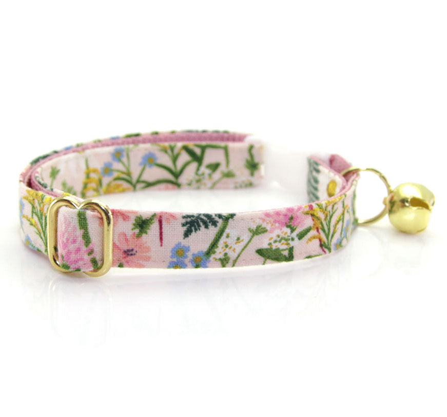 Rifle Paper Co® Cat Collar - "Wildflowers" - Pink Floral Cat Collar / Breakaway Buckle or Non-Breakaway / Cat, Kitten + Small Dog Sizes